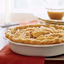 Pear Pie with Streusel Topping and Caramel Sauce recipe