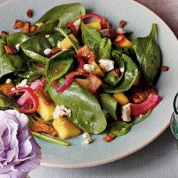 Mango-Spinach Salad with Warm Bacon Vinaigrette recipe