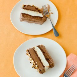 Chocolate, Hazelnut, and Vanilla Ice Cream Cake recipe