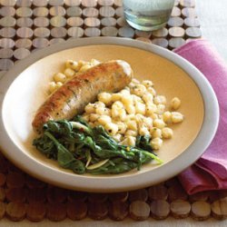 Sausage with Hominy and Spinach recipe