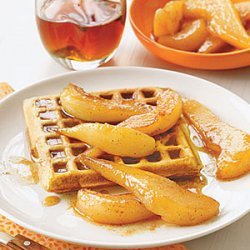 Spiced Waffles with Sauteed Pears recipe