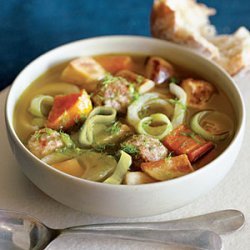 Caramelized Vegetable and Meatball Soup recipe