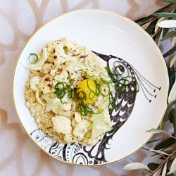 Toasted Farro and Scallions with Cauliflower and Egg recipe