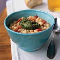 White Beans with Roasted Red Pepper and Pesto recipe