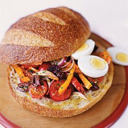Pressed Summer Sandwich with Eggs and Anchovies recipe