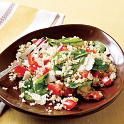 Quinoa with Roasted Garlic, Tomatoes, and Spinach recipe