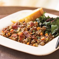 Bacon, Onion, and Brown Lentil Skillet recipe