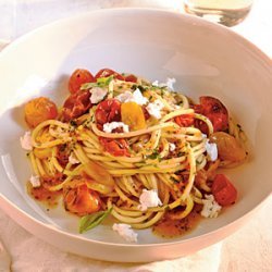 Quick-Roasted Cherry Tomato Sauce with Spaghetti recipe