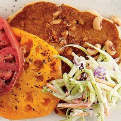 Black-eyed Pea Cakes with Heirloom Tomatoes and Slaw recipe
