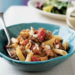 Penne with Sausage, Eggplant, and Feta recipe