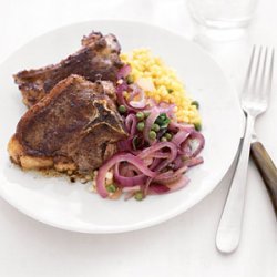 Lamb Chops with Caramelized Red Onion Salad recipe