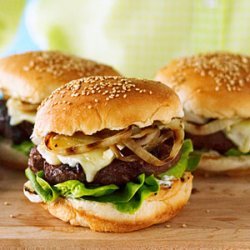 Cherry and Brie Burgers with Rosemary and Grilled Onion recipe