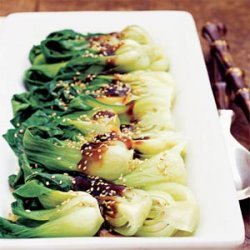 Pan-Steamed Asian Greens with Shiitake Sauce recipe