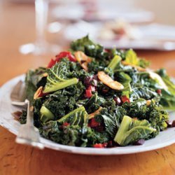 Kale with Roasted Peppers and Olives recipe