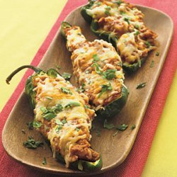 Refried Bean Poblanos with Cheese recipe