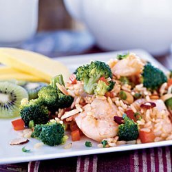 Shrimp and Broccoli Fried Rice with Toasted Almonds recipe
