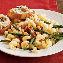 Pasta with Asparagus, Pancetta, and Pine Nuts recipe