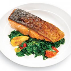 Seared Salmon with Wilted Spinach recipe