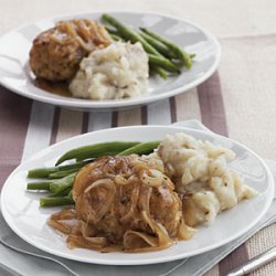 Sage Turkey Meat Loaves with Onion and Cider Gravy recipe