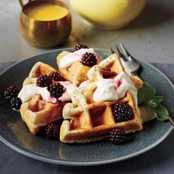 Lemon-Poppy Seed Belgian Waffles with Blackberry Maple Syrup recipe