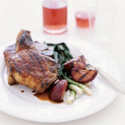 Five-Spice Pork Chops with Grilled Plums recipe
