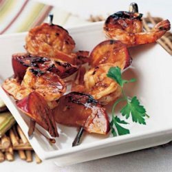 Grilled Shrimp-and-Plum Skewers with Sweet Hoisin Sauce recipe