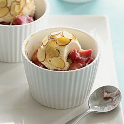 Rhubarb Compote with Toasted-Almond Ice Cream Balls recipe