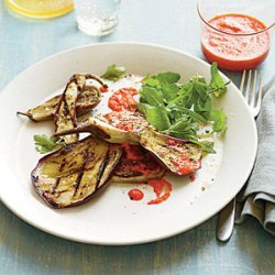 Grilled Eggplant with Roasted Red Pepper Sauce recipe
