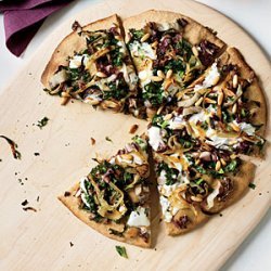 Whole-Wheat Pizza with Onions and Bitter Greens recipe