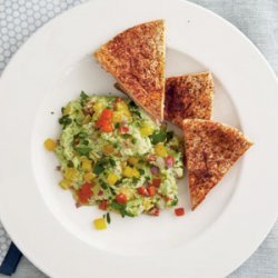 Edamame  Guacamole  with Chile-Dusted Pita Chips recipe