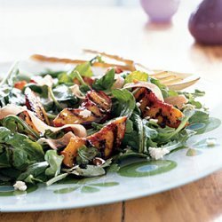 Grilled Peaches over Arugula with Goat Cheese and Prosciutto recipe