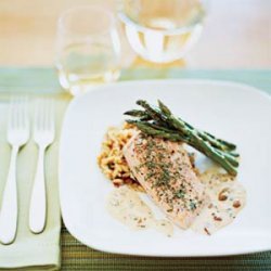 Oven-Baked Salmon with Picholine Olive Sauce recipe