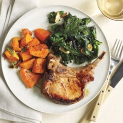 Roasted Pork Chops and Butternut Squash With Kale recipe