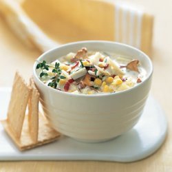 Crab-and-Corn Chowder with Bacon and Chanterelle Mushrooms recipe