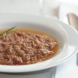 Truffled Red Wine Risotto with Parmesan Broth recipe