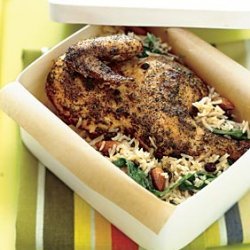 Grilled Game Hens with Basmati, Dried Currant, and Almond Salad recipe