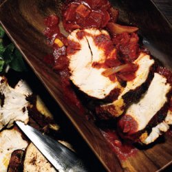 Achiote-Grilled Turkey Breast with Tomatoes, Chiles, and Mint recipe