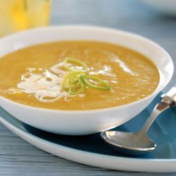 Chilled Yellow Squash and Leek Soup with Coriander and Lemon Crème Fraîche recipe