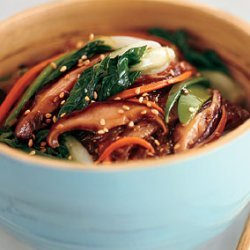 Sweet Potato Noodle Stir-Fry with Choy Sum and Shiitake Mushrooms recipe