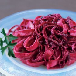 Tagliatelle with Shredded Beets, Sour Cream, and Parsley recipe