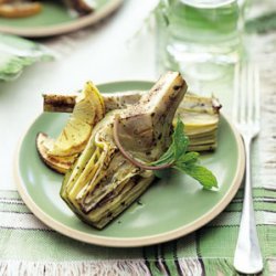 Grilled Artichokes with Olive Oil, Lemon, and Mint recipe