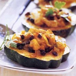 Apple-Filled Acorn Squash Rings with Curry Butter recipe
