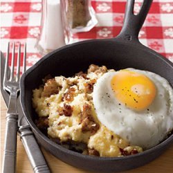 Sausage and Cheddar Grits with Fried Eggs recipe