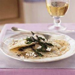 Ricotta Ravioli with Browned Poppy Seed Butter and Asparagus recipe