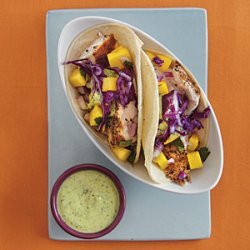 Fish Tacos with Lime Crema and Mango Salsa recipe