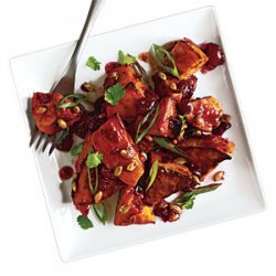 Roasted Sweet Potato Salad with Cranberry-Chipotle Dressing recipe