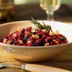 Beet Risotto with Greens, Goat Cheese, and Walnuts recipe