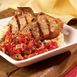 Grilled Veal Chops with Prosciutto Tomato Sauce recipe