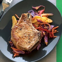 Pork Chops with Warm Cabbage Slaw recipe