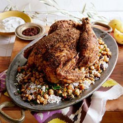 Coriander and Sumac Roast Chicken with Chickpeas and Hazelnuts recipe